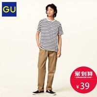 GU极优男装条纹圆领T恤2019年夏季新品(短袖)运动休闲短袖314513