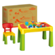 邦宝新款积木桌支持大小颗粒积木 男孩女孩玩具游戏桌学习桌 9039纸箱积木桌（28个积木+椅子）