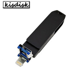 kisdisk 苹果u盘128g手机电脑两用指纹解锁苹果手机配件周边产品优盘 黑色 32G