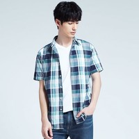 Summer Sale:lativ 诚衣 40450 男士格纹短袖衬衫