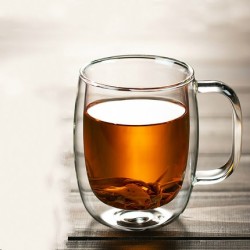 晨茗 双层玻璃杯 400ml 送5只茶包袋