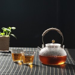 Asa room 玻璃茶具套装（锤目纹提梁壶 600ml 玻璃茶杯 两只装)