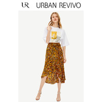 URBAN REVIVO WH11S5AN2003 女装复古风撞色印花A型半裙