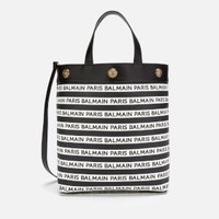 BALMAIN 巴尔曼 Canvas Logo  粒面皮女款手提包