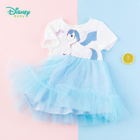 迪士尼Disney女童白马印花连衣裙拼接网纱裙舒适裙子