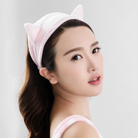 三利 超柔猫耳朵造型束发带 韩版可爱发箍 9×23cm 洗脸化妆包头巾单条装