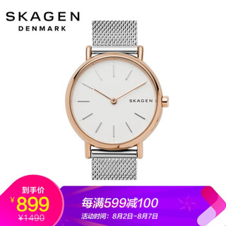 skagen 诗格恩 手表 欧美时尚手表 石英机芯 简约轻薄舒适 不锈钢表带 女士腕表SKW1106