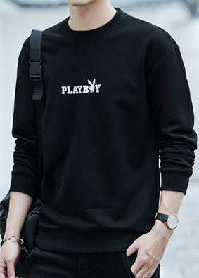 PLAYBOY 花花公子 新款男装男士潮人圆领长袖T恤男休闲运动装卫衣衣服外套 SYZ8737