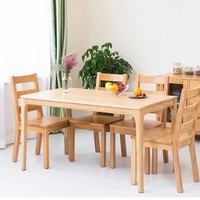 装修党：TIMI 天米 白橡木餐桌椅 1.4米餐桌+4把高背椅