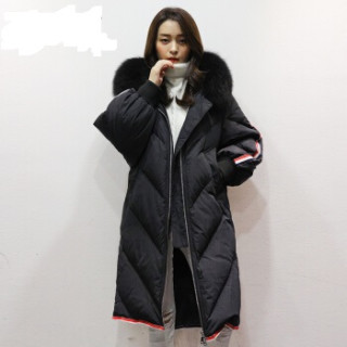 雅鹿 秋冬季韩版中长款修身连帽大毛领显瘦保暖羽绒服女装外套   ys