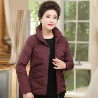 恒源祥 短款羽绒服女冬季妈妈装加厚白鸭绒中老年女装保暖羽绒外套 深紫色 401185