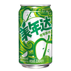 百事可乐 美年达 青苹果味汽水 330ml*24罐瓶