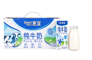 Great Value 惠宜 纯牛奶 (250ml、16盒、原味、整箱装)