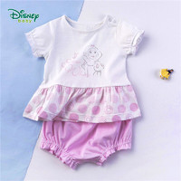 迪士尼Disney童装 女童连衣裙套装夏季新款纯棉套头短袖儿童短裤两件套甜美可爱192T846