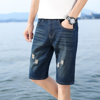 KARALCHI 卡郎琪 男士夏季薄款弹力弹性牛仔短裤