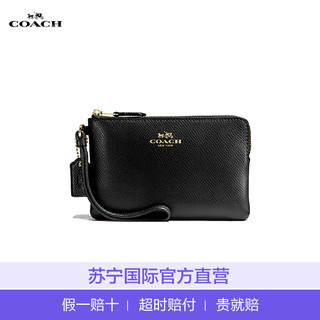 COACH 蔻驰 经典短款拉链包软Corner Zip手拿包零钱包F58032 藏青色