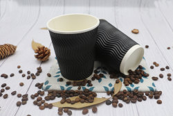 碧海防烫黑色瓦楞咖啡杯纸杯一次性奶茶杯家用打包杯子网红杯