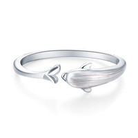 LOVING 爱在此时 铂金戒指pt950海豚拉丝戒指 海豚戒指 (活口、2.35)