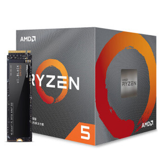 AMD 锐龙 5 3600X处理器 (r5) +西部数据（WD）500GB SSD固态硬盘 M.2接口(NVMe协议) Black系列SN750