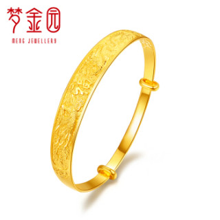 梦金园 女款龙凤呈祥福字推拉款 黄金镯子 BTSZ003