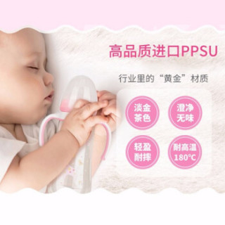 pigeon 贝亲 宽口径PPSU塑料彩绘奶瓶 贝亲奶瓶 吸管奶瓶 坐立喝奶 蓝色-LL号奶嘴9个月以上AA172