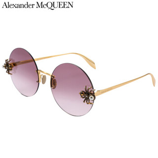 ALEXANDER MCQUEEN 亚历山大·麦昆(AlexanderMcQUEEN)太阳镜女 墨镜 紫色镜片金色镜框AM0207S 003 62mm