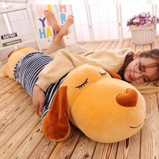 伊美娃娃 毛绒玩具狗抱枕 棕色穿衣款 1.4米