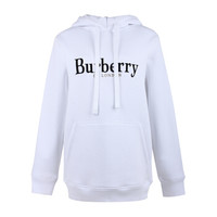 BURBERRY 博柏利   女士白色Logo绣标棉质连帽卫衣 80048031 S码