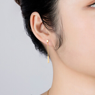 六福珠宝 G08TBGE0003 足金简约几何黄金耳环不对称耳钉女款耳饰 2.14克
