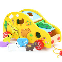 儿童智慧动物拖车 宝宝形状配对玩具