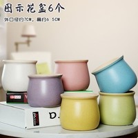 知福宝  多肉陶瓷花盆陶 6个装