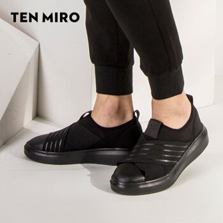 TEN MIRO 男女休闲潮流时尚一脚蹬小黑鞋DMA731320 黑色 40