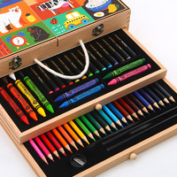 Joanmiro 美乐 儿童水彩笔木质礼盒画画套装 71件套
