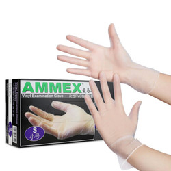 AMMEX 爱马斯  一次性塑胶塑料手套 中号 100只 *4件