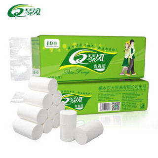琴风 QU100D060jz(10卷)青春版 卫生纸无芯卷纸厕所用纸巾原木 600克1提 (10卷、无芯卷纸、4层)