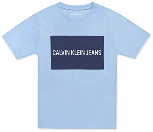 Calvin Klein 卡尔文·克莱 男孩大机构标志圆领 T 恤 Institution Logo Crew Neck Tee Shirt