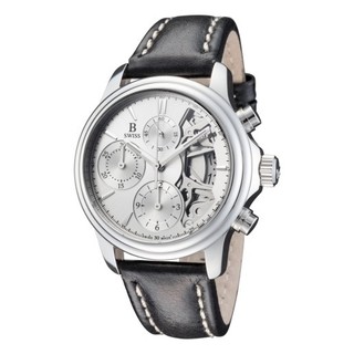 B SWISS BY BUCHERER Analog  00-50506-08-13-01 男士腕表 37.5mm 银色 黑色 皮革