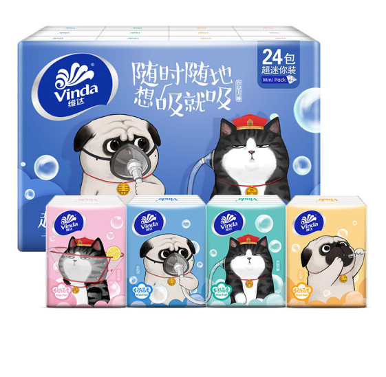 vinda维达手帕纸吾皇万睡ip定制款4层5张24包4件