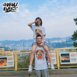 hardlyevers醒狮潮牌HEA中国风大码宽松男女情侣装印花短袖T恤 *3件