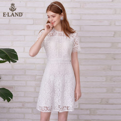 E·LAND 衣恋 EEOW924W7C 女士镂空蕾丝连衣裙