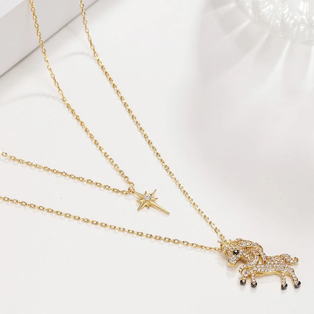 Glam Ever 独角兽的眼泪 星月亮双层项链