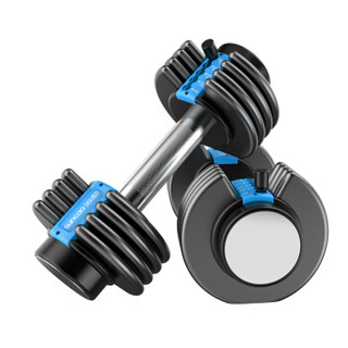 SUNCAO 双超 快速调节哑铃 黑蓝色22KG（11KG*2）男女士体育运动健身器材家用可拆卸组合套装   SC-YL06