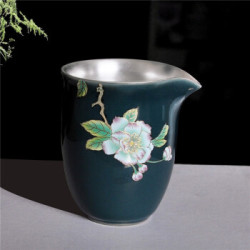 AlfunBel 艾芳贝儿 C-AG-9-80 内镶银公道杯 霁蓝釉海棠 230ml