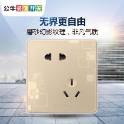 公牛(BULL)开关插座套装86型无框大面板家用电源插座五孔单控双控10A16A开关G18玫瑰金