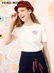 Vero Moda 319101542 简约风百搭心形印花短袖T恤