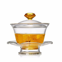 艾芳贝儿(AlfunBel)高硼硅耐热玻璃盖碗 茶杯 茶碗 三才碗 玻璃盖碗-琥珀色(200ML)C-85-1-1