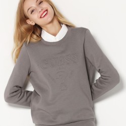 GUESS 女款浮雕LOGO套头加绒卫衣