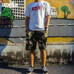 aprilia 阿普利亚印花纯棉时尚圆领潮牌T恤 男女情侣款圆领 米白色 XL