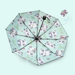 十一宫 黑胶折叠晴雨伞 三折