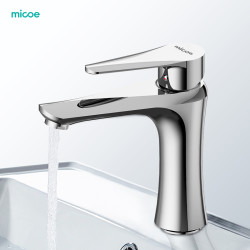 Micoe/四季沐歌卫浴龙头精铜不锈钢单把双孔洗脸盆面盆冷热水龙头台盆龙头 陶瓷片阀芯
